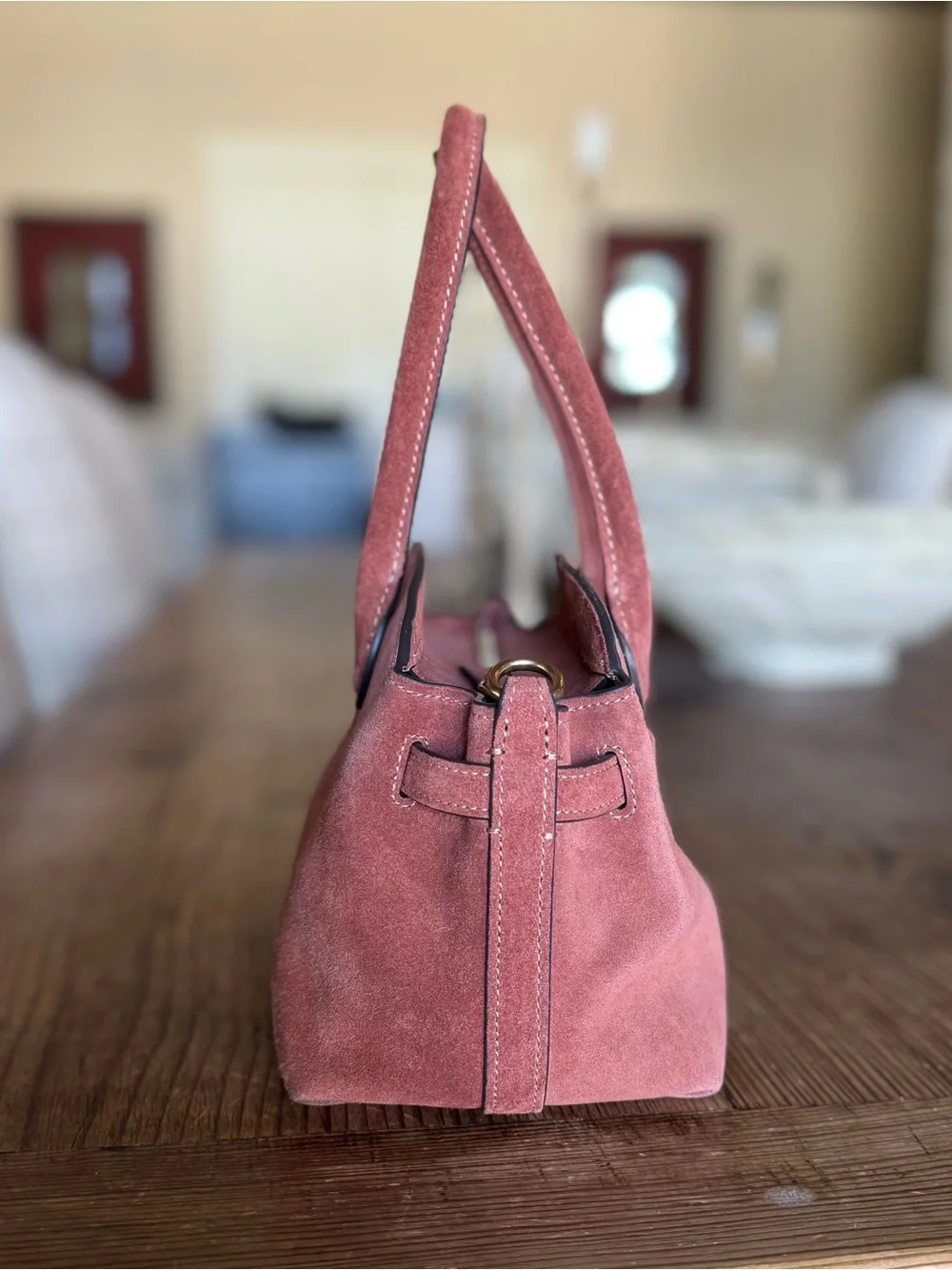 COACH Soft Empire 21 Bag in Clay Suede